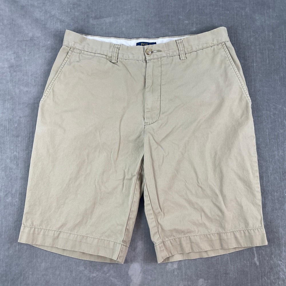 Polo Ralph Lauren Men 32 Tan Khaki Chino Shorts Classic Cotton Pony Logo